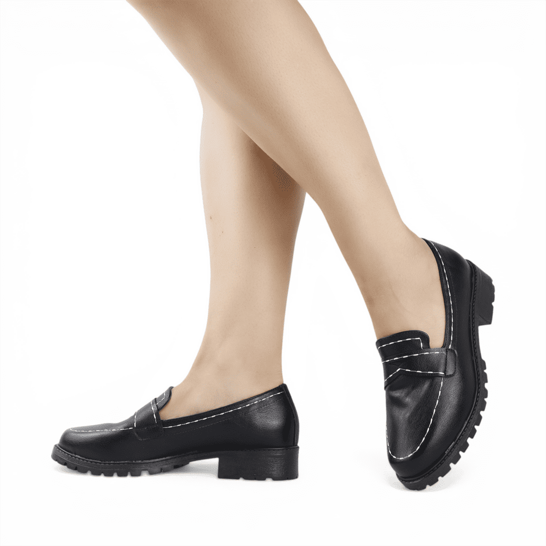Mocassim Salto Bloco Preto 2