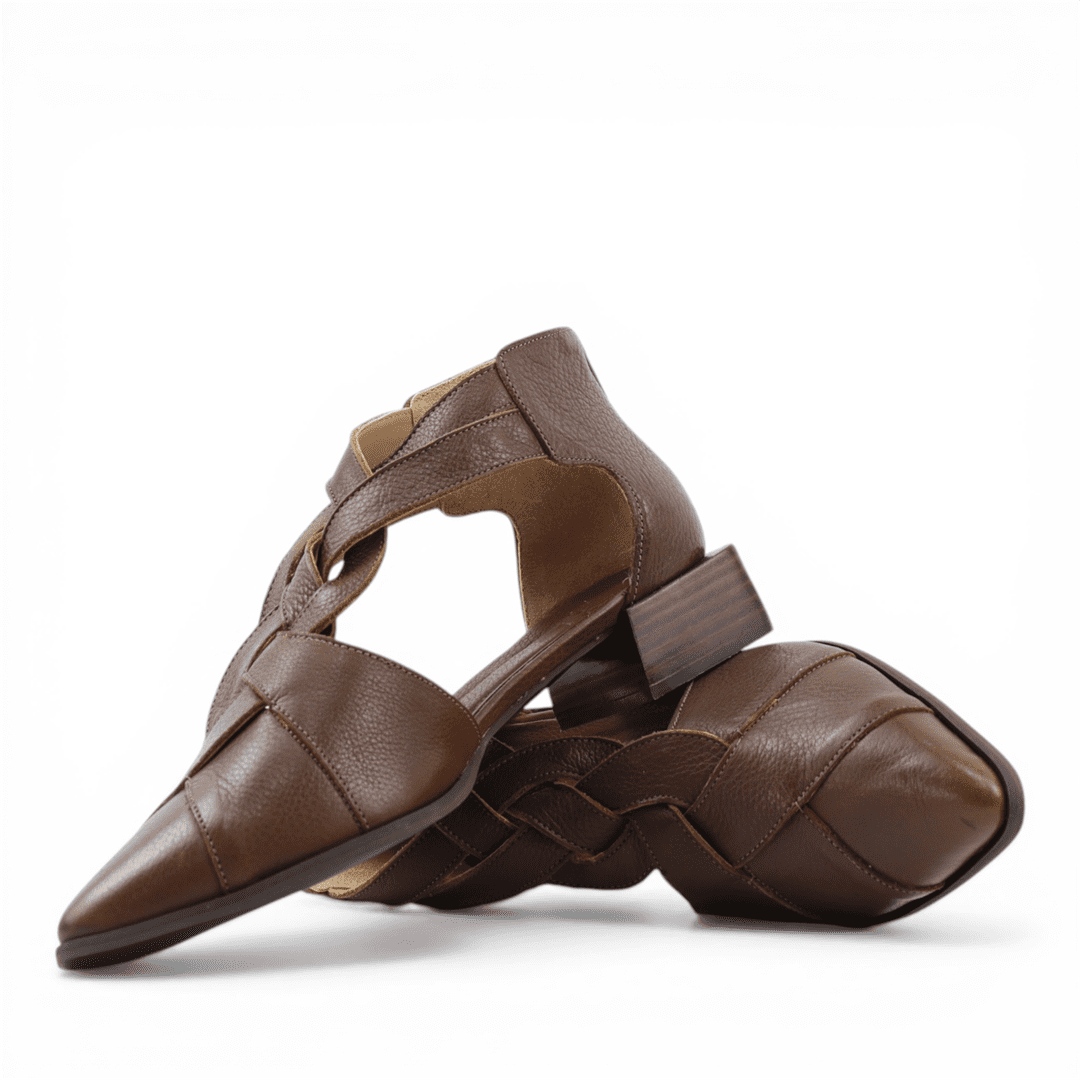 Scarpin Salto Bloco Couro Concept Marrom 3