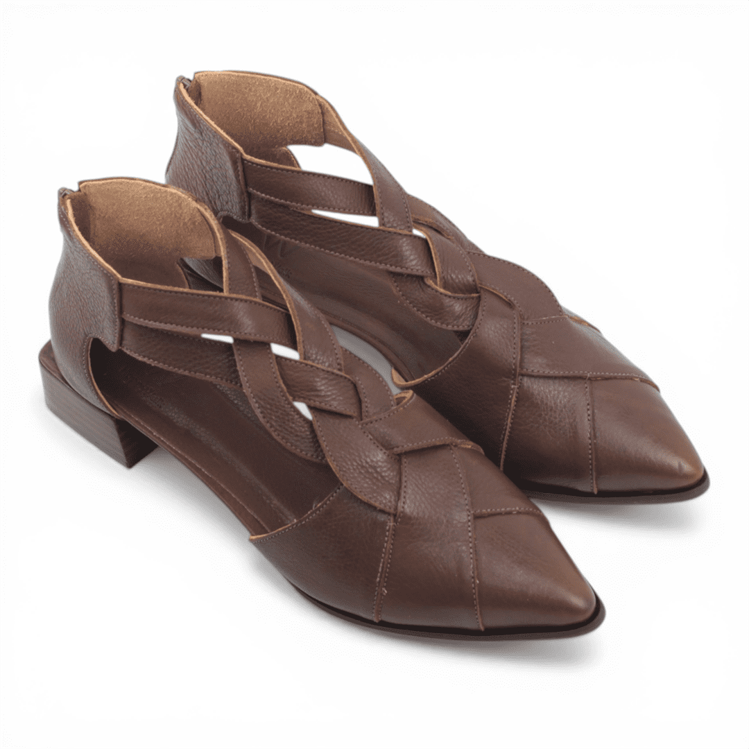 Scarpin Salto Bloco Couro Concept Marrom 4