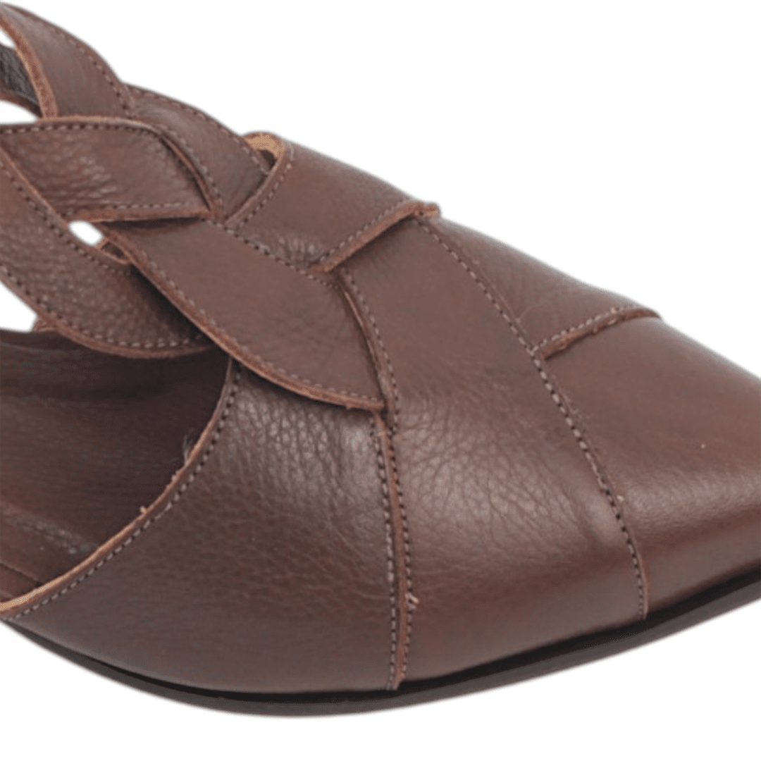 Scarpin Salto Bloco Couro Concept Marrom 5