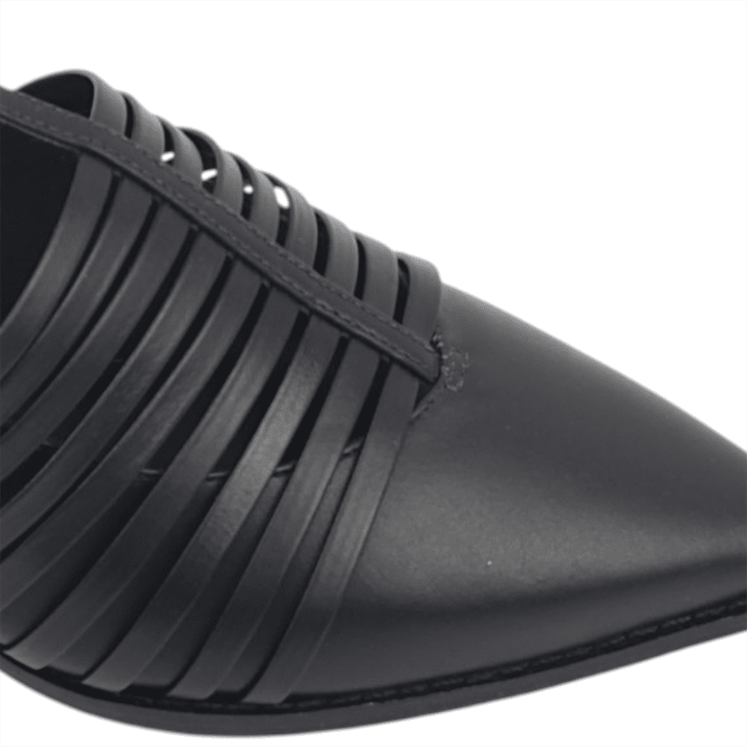 Scarpin Salto Bloco Fechado Couro Preto 5