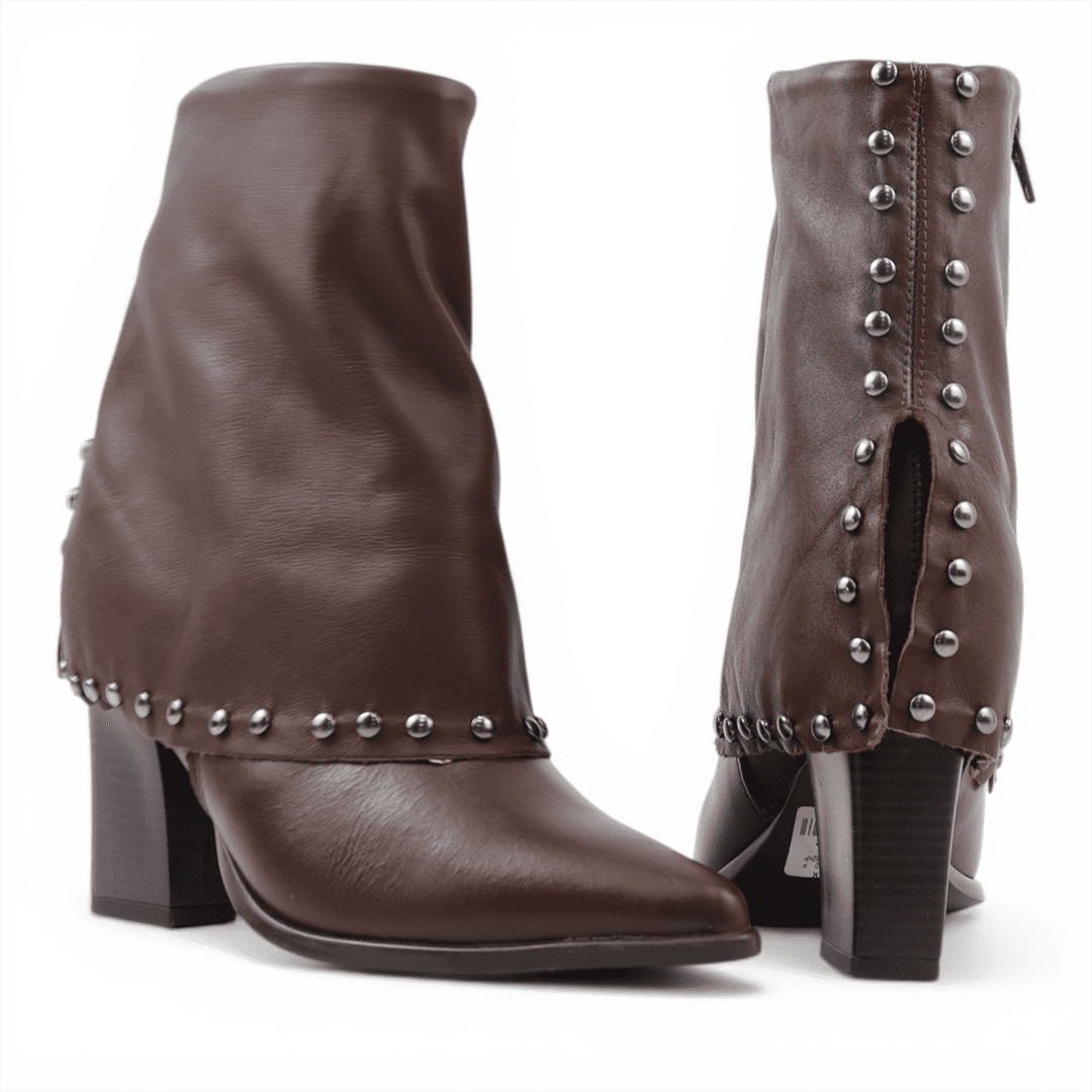 Bota Cano Baixo Polaina Couro Marrom 3