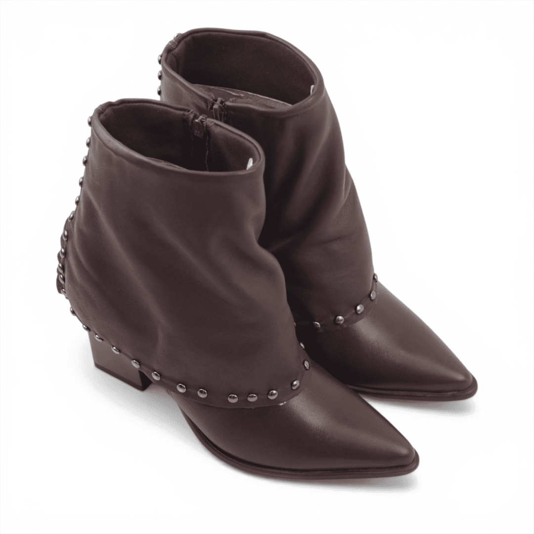 Bota Cano Baixo Polaina Couro Marrom 4