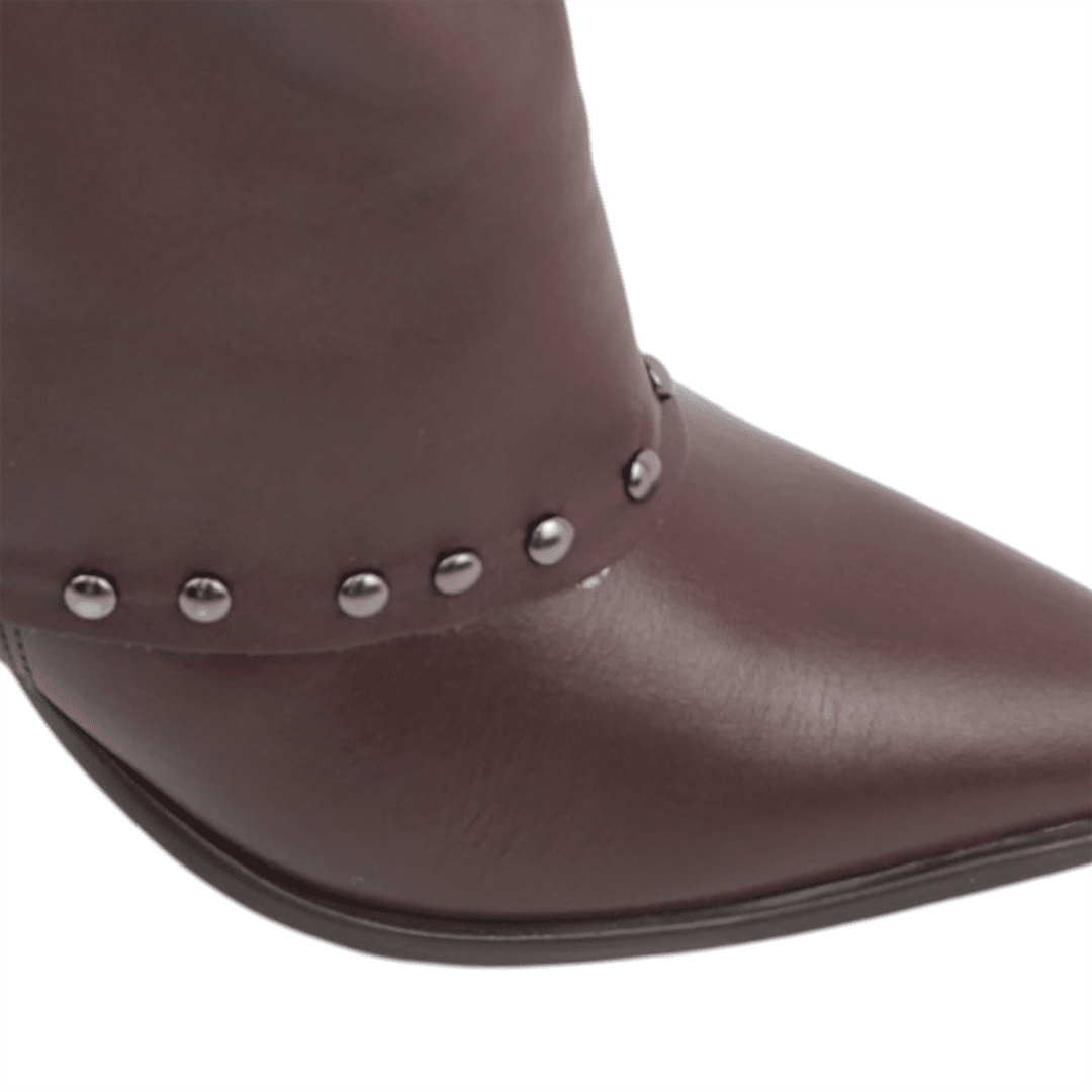 Bota Cano Baixo Polaina Couro Marrom 5