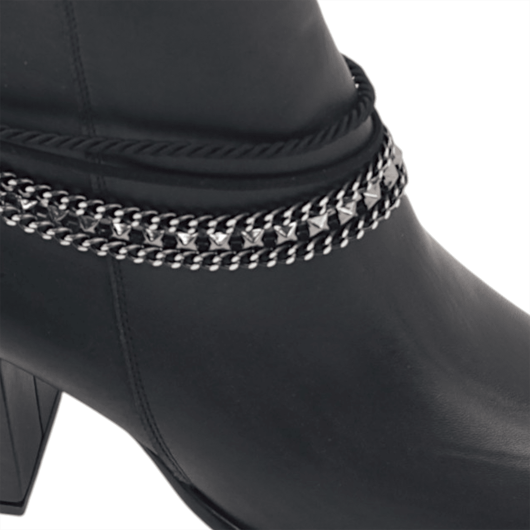Bota Cano Baixo Detalhe Corrente Preto 5