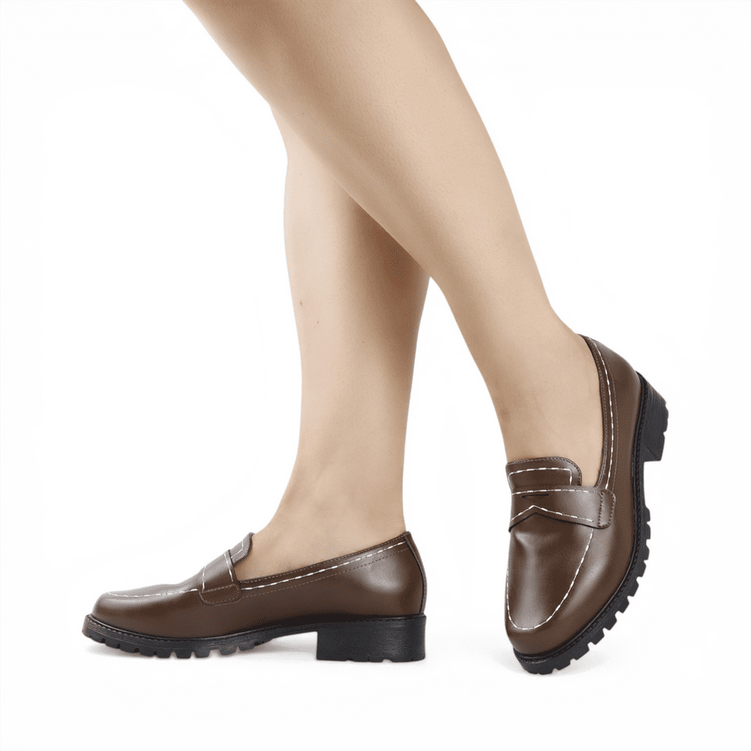 Mocassim Salto Bloco Marrom 2