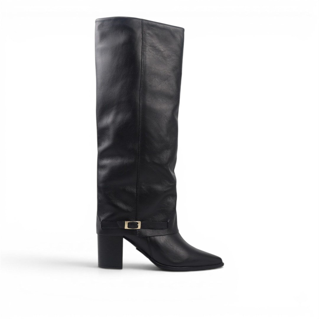 Bota Cano Longo Polaina Couro