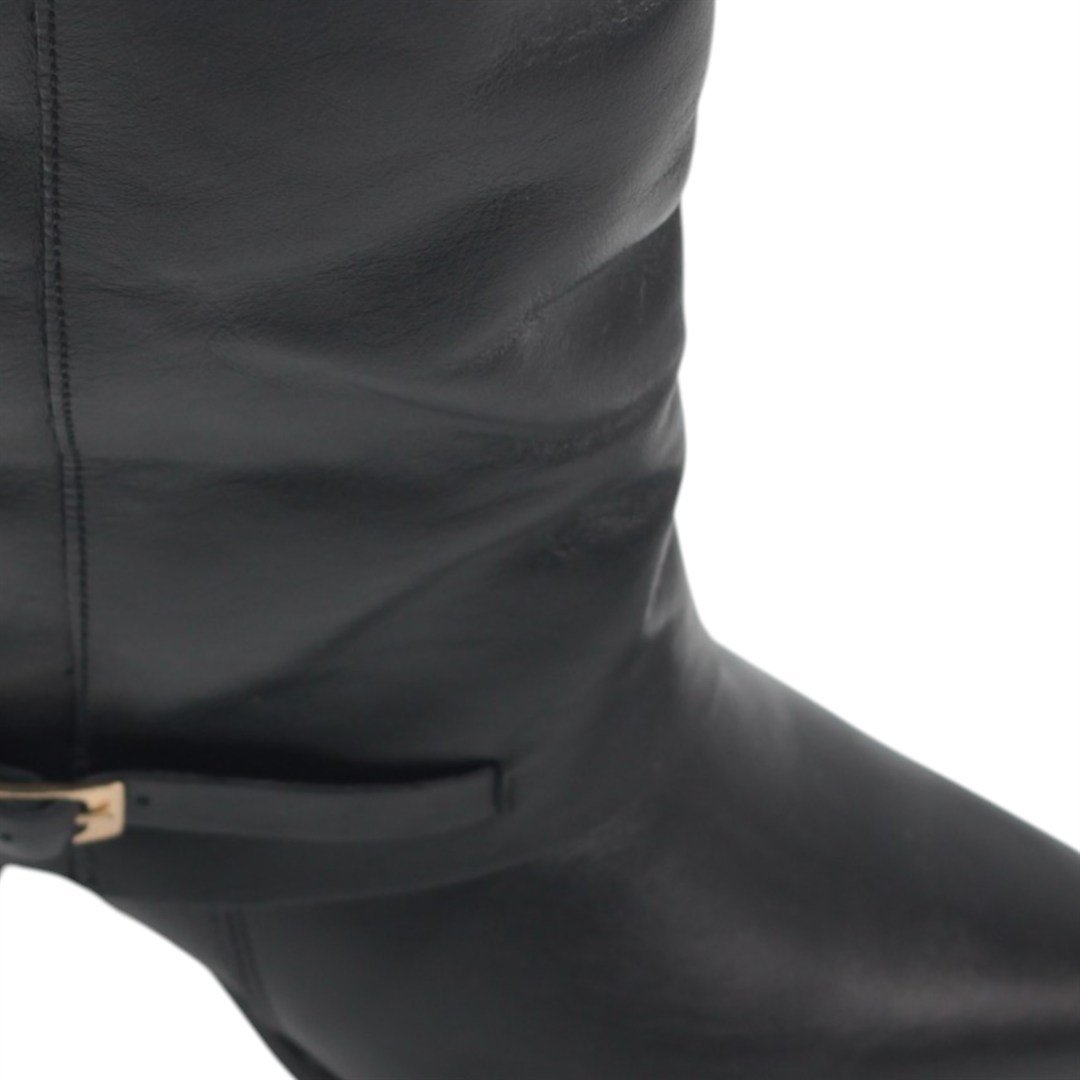 Bota Cano Longo Polaina Couro Preto 4