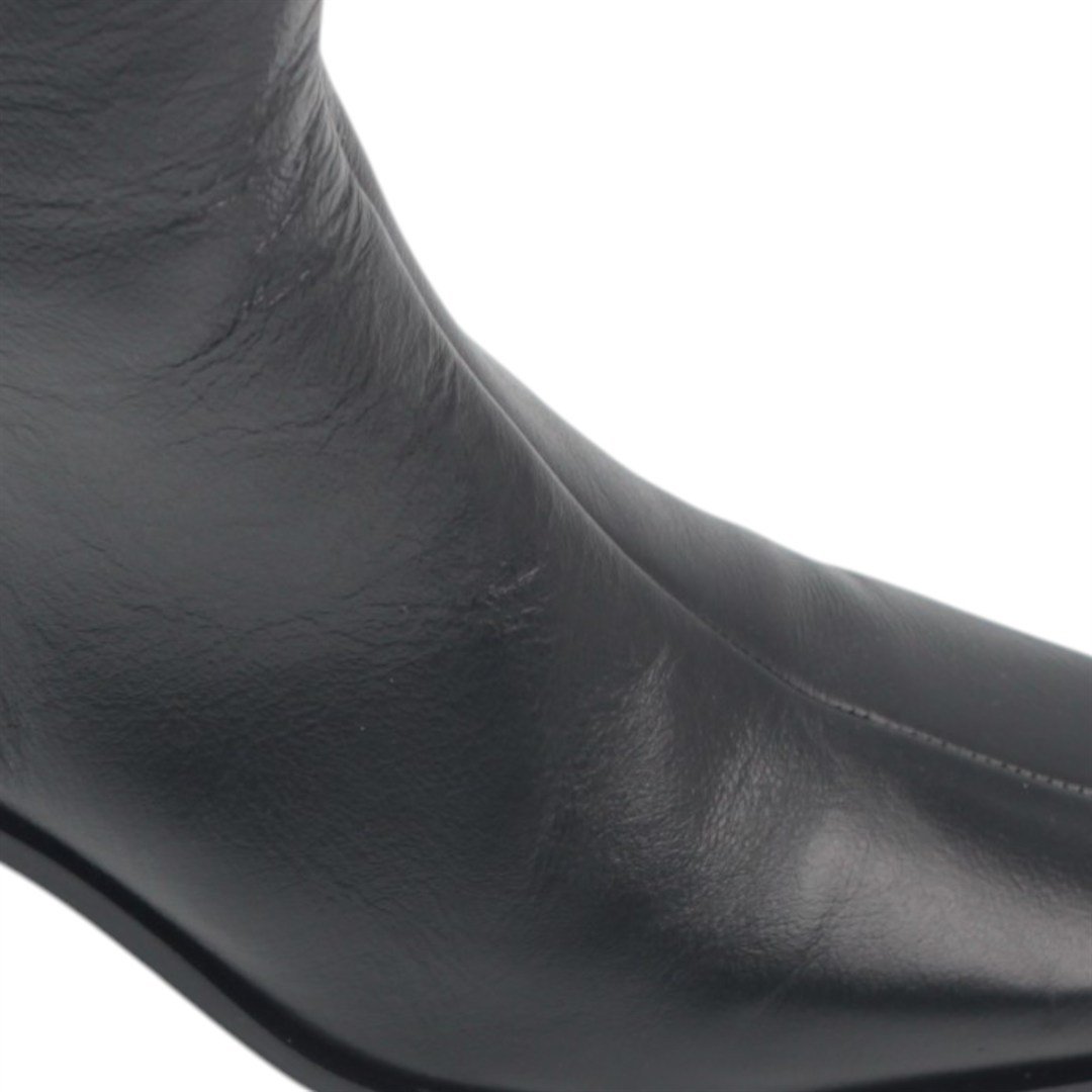 Bota Cano Baixo Salto Bloco Couro Preto 3