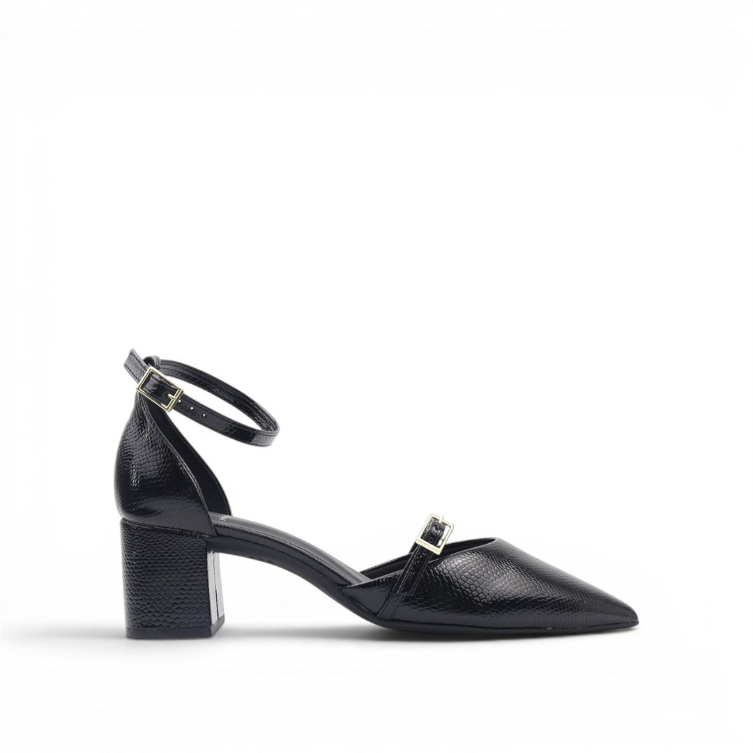 Scarpin Salto Bloco Fivela