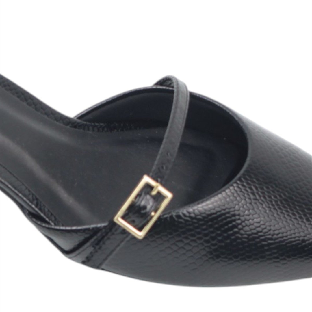 Scarpin Salto Bloco Fivela Preto 3