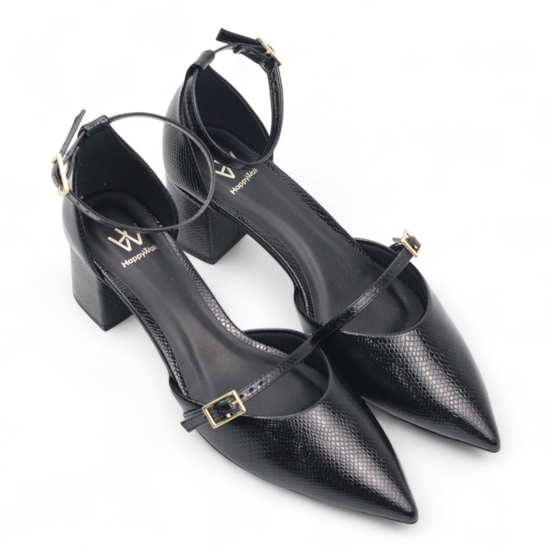 Scarpin Salto Bloco Fivela Preto 4