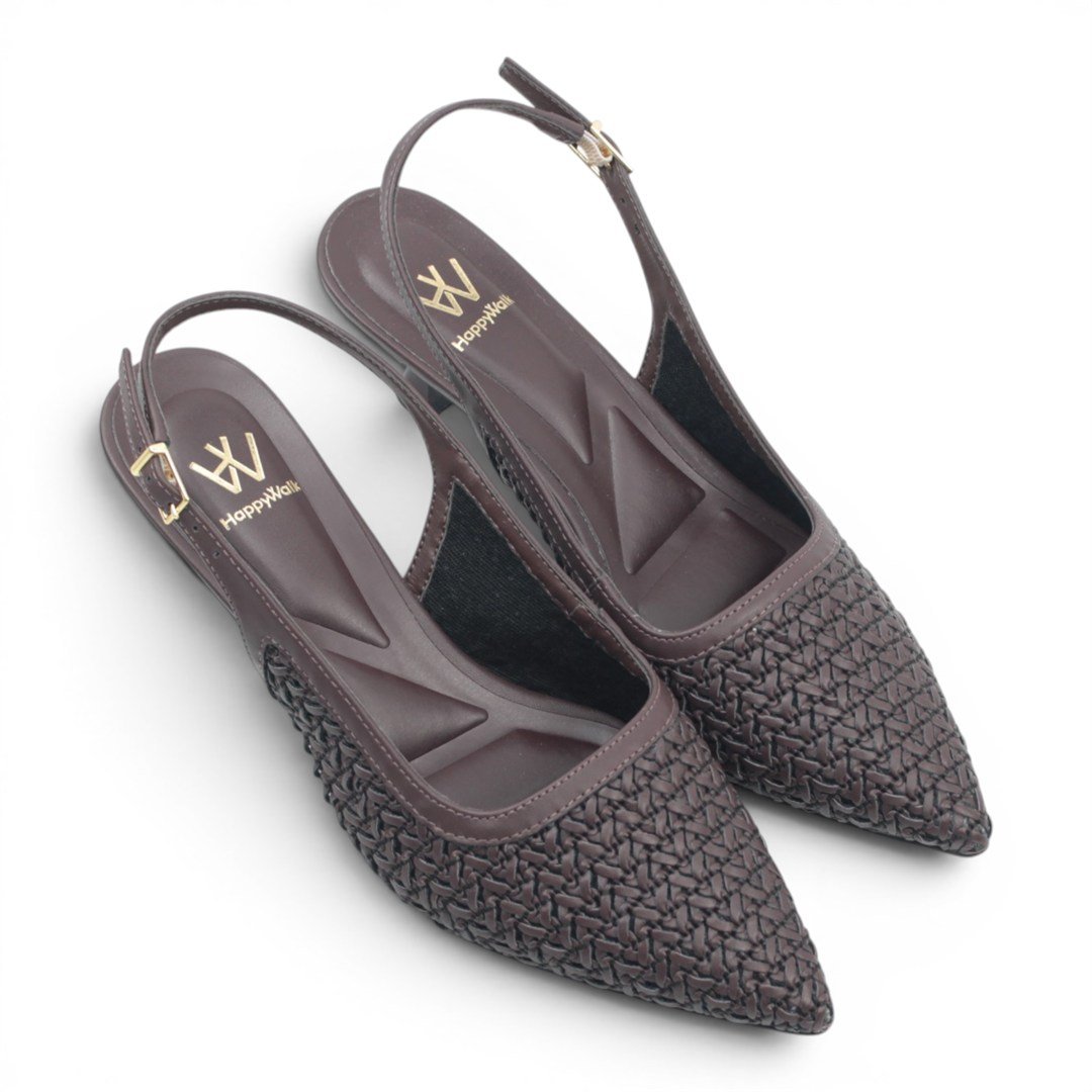 Scarpin Slingback Salto Fino Marrom Escuro 3