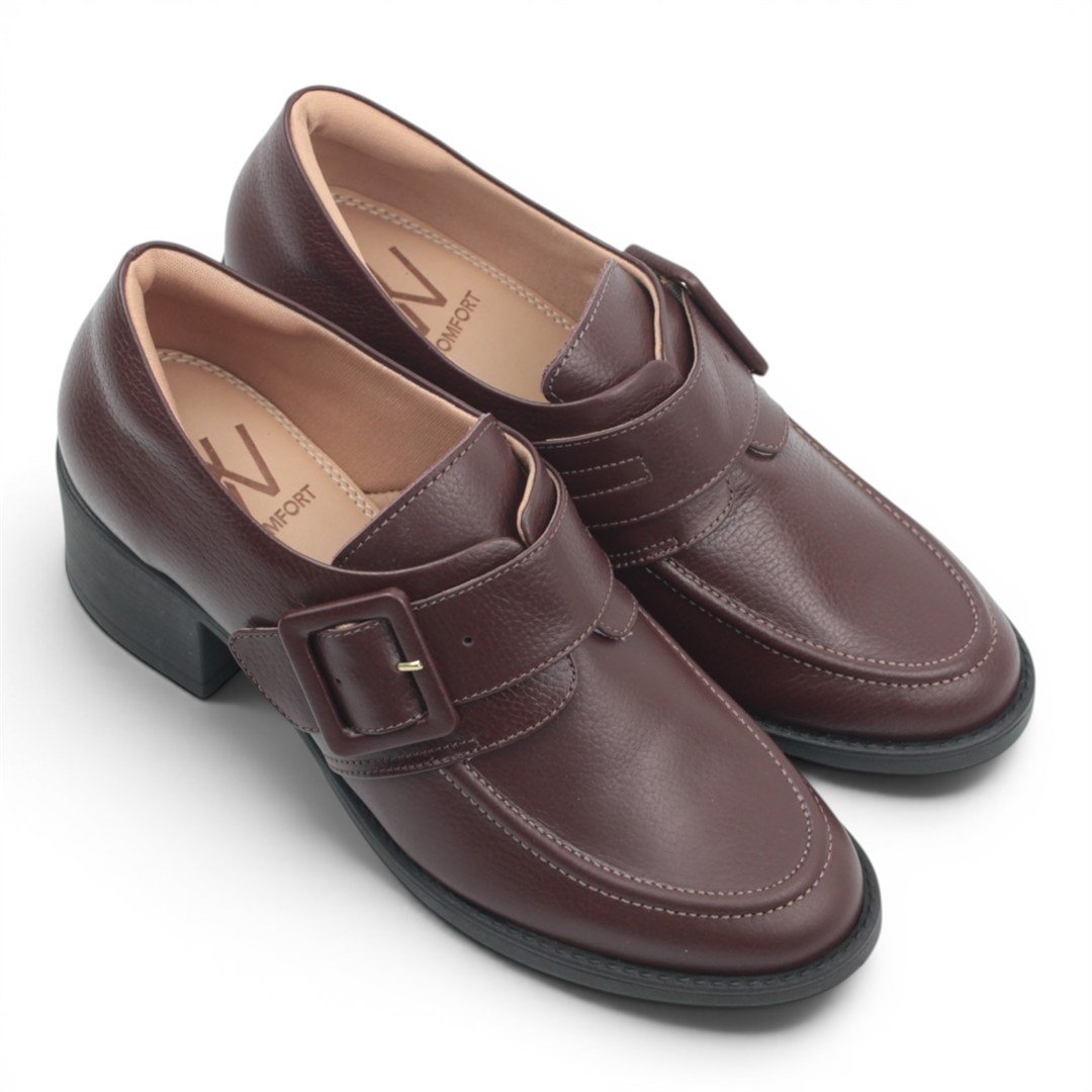 Mocassim Salto Bloco Couro Marrom 3
