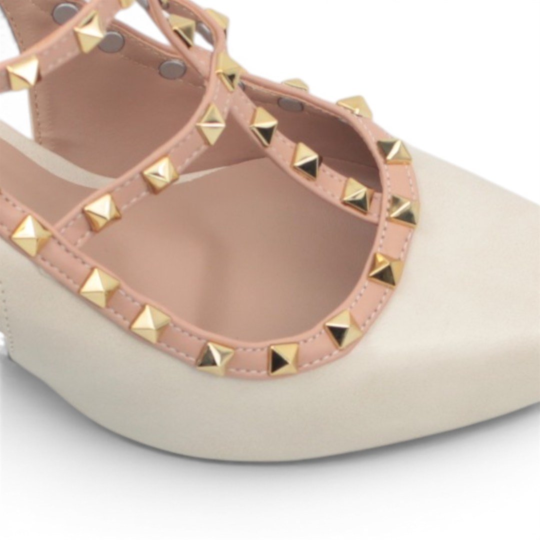 Scarpin Slingback Salto Fino Metais Branco 4