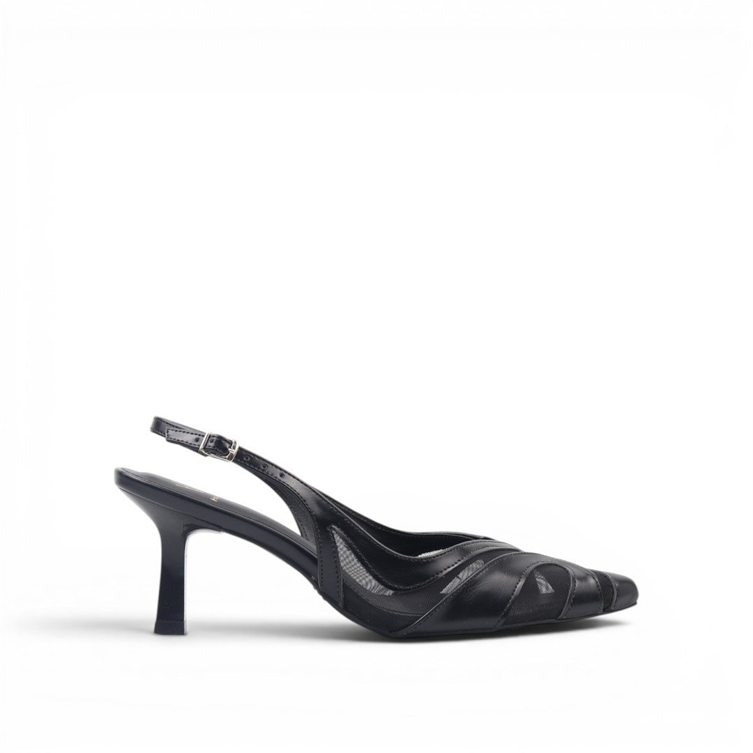 Scarpin Slingback Salto Fino Tela