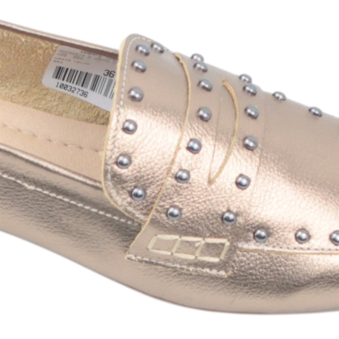 Mocassim Couro Cravos Dourado 3