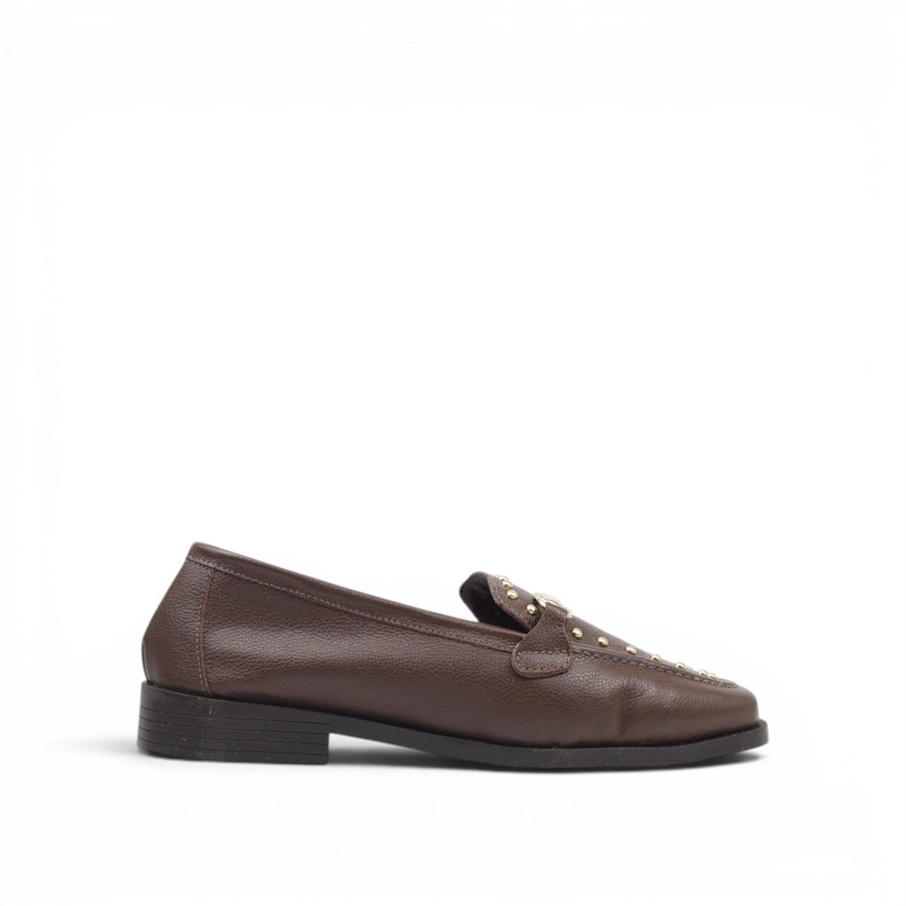 Mocassim 3  Couro Enfeite Metal 71008