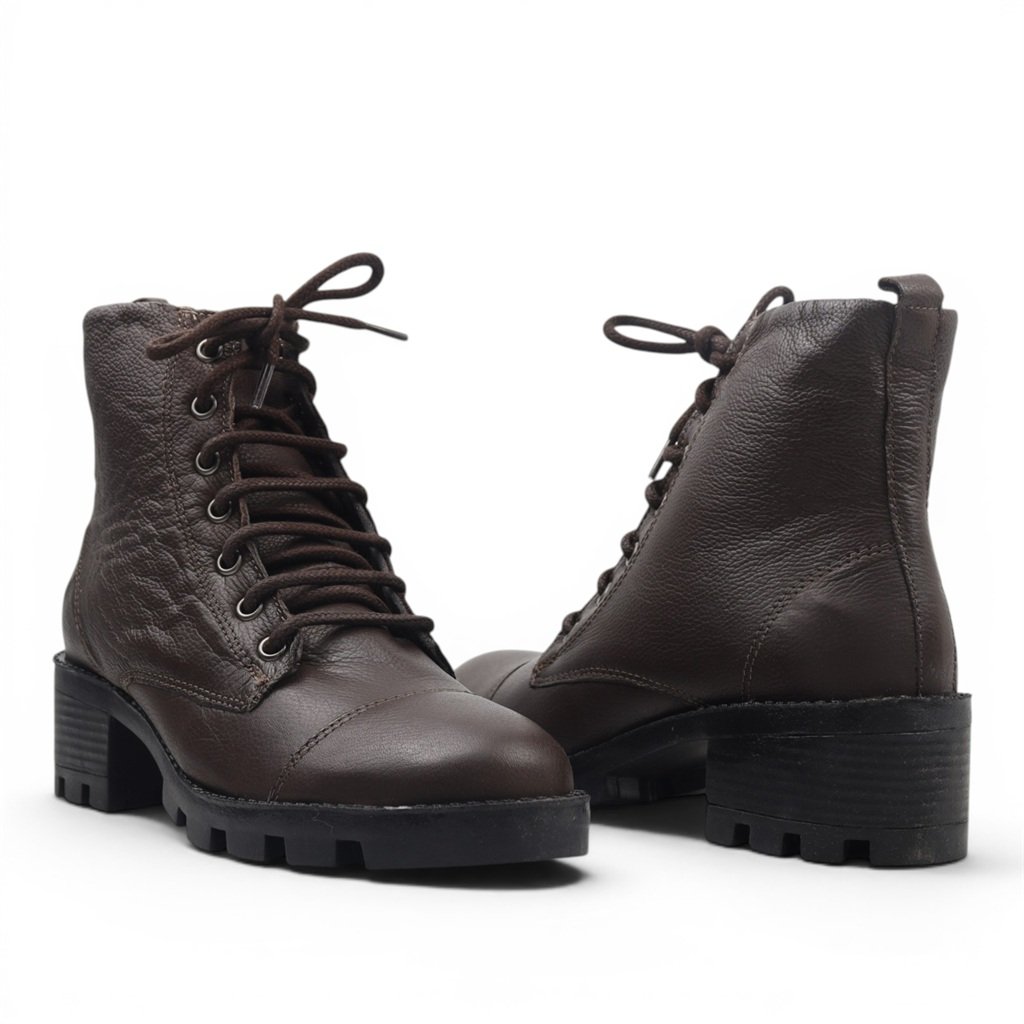 Bota Coturno Couro Marrom 2