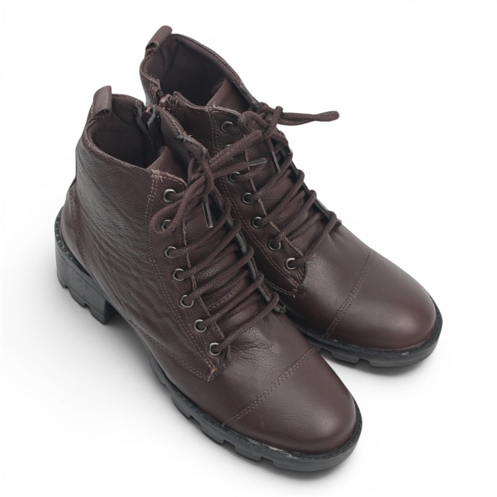 Bota Coturno Couro Marrom 4