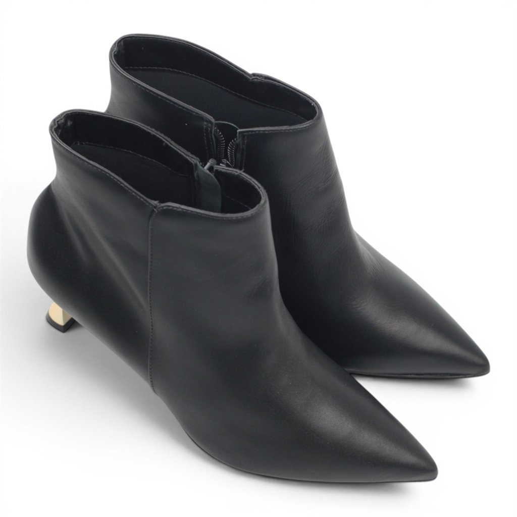 Bota Cano Baixo Salto Fino Preto 4