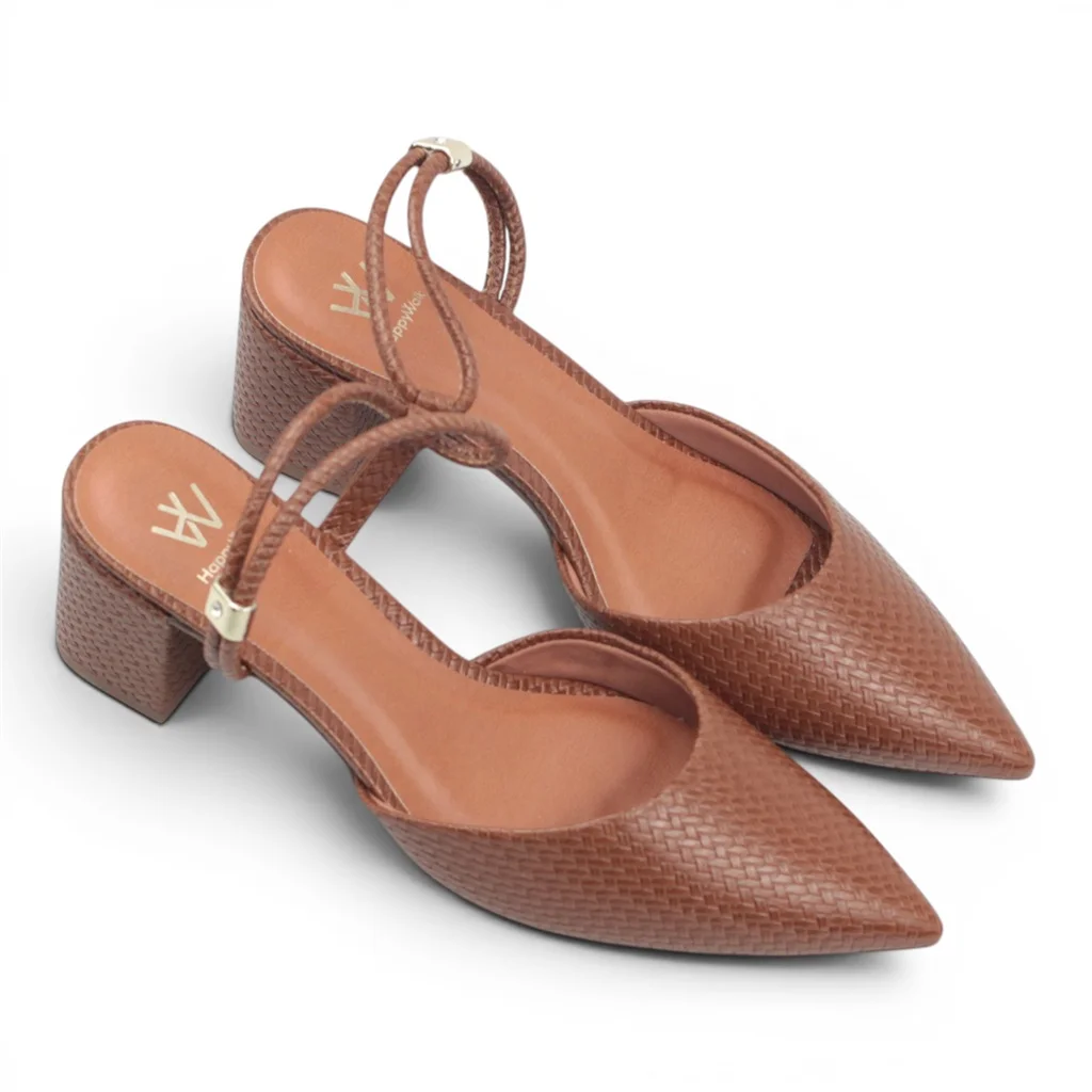 Scarpin Slingback Salto Marrom 3