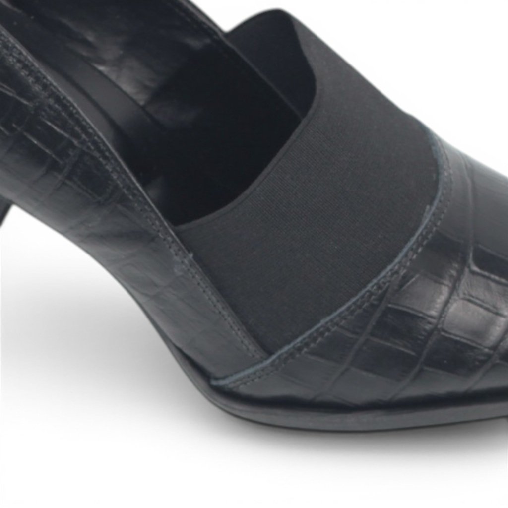 Scarpin Salto Bloco Couro Preto 3