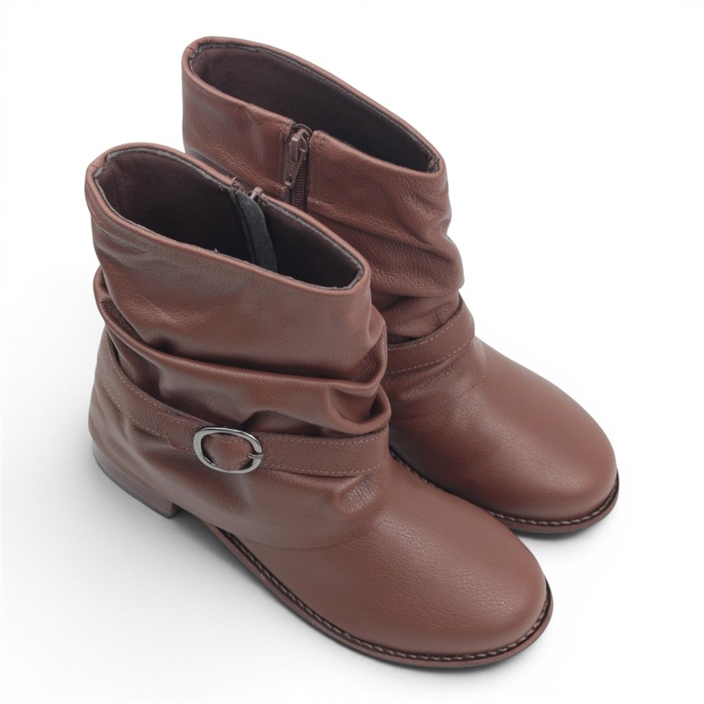 Bota Cano Baixo Polaina Marrom 4