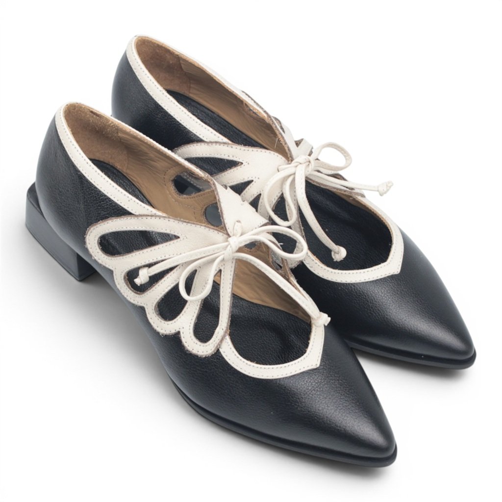 Scarpin Couro Amarração Preto 4