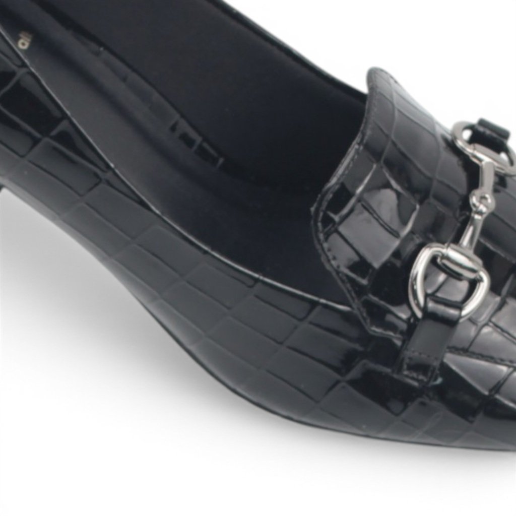 Mocassim Salto Bloco Enfeite Preto 2