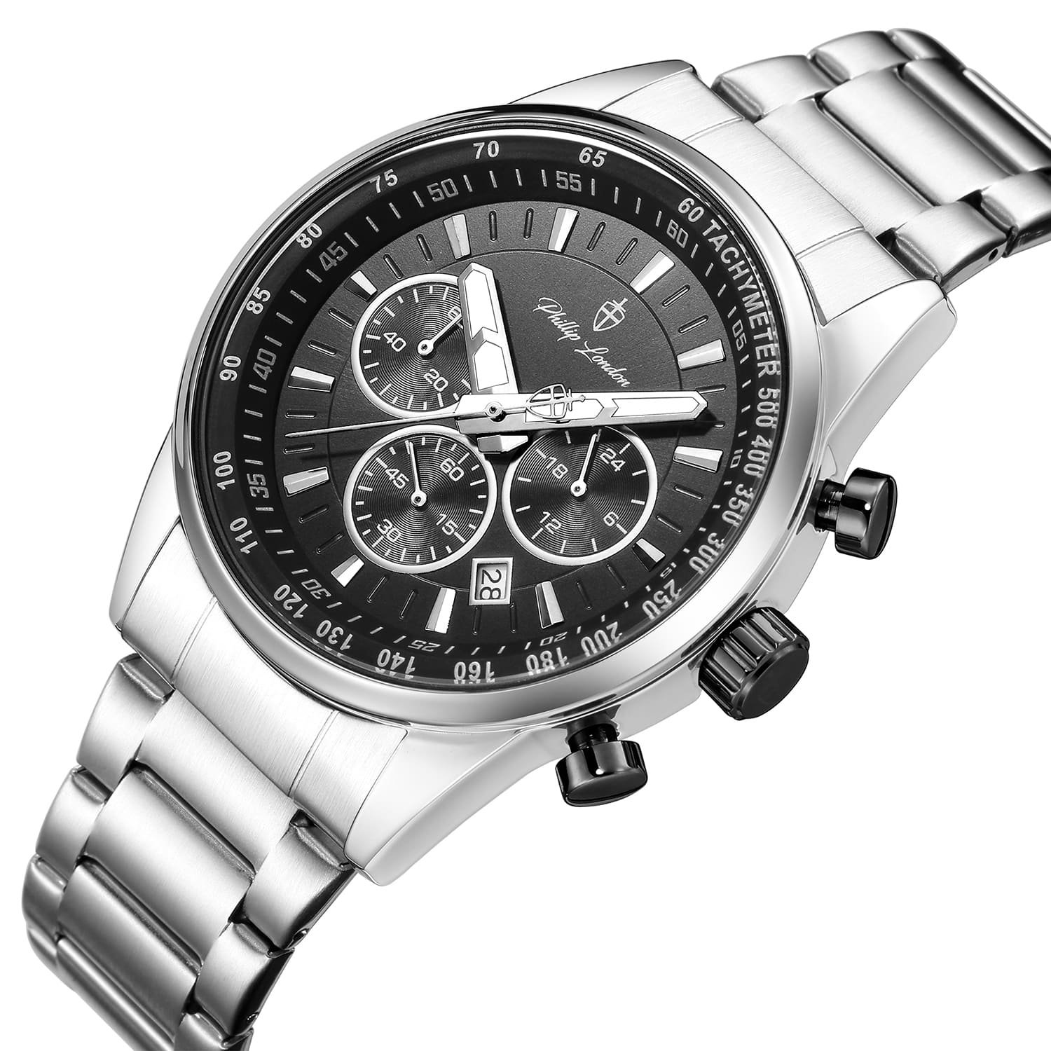 Relógio Masculino Hazard Steel Silver Black 44mm Prata 2