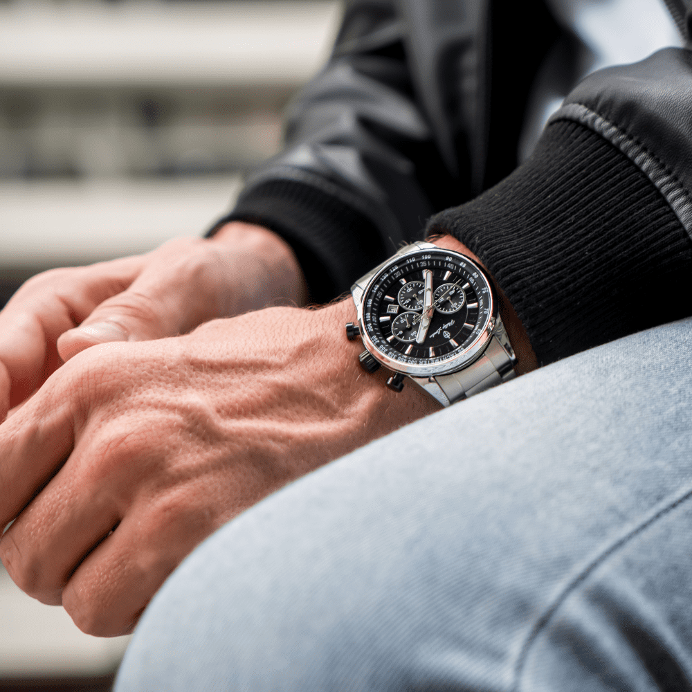 Relógio Masculino Hazard Steel Silver Black 44mm Prata 4