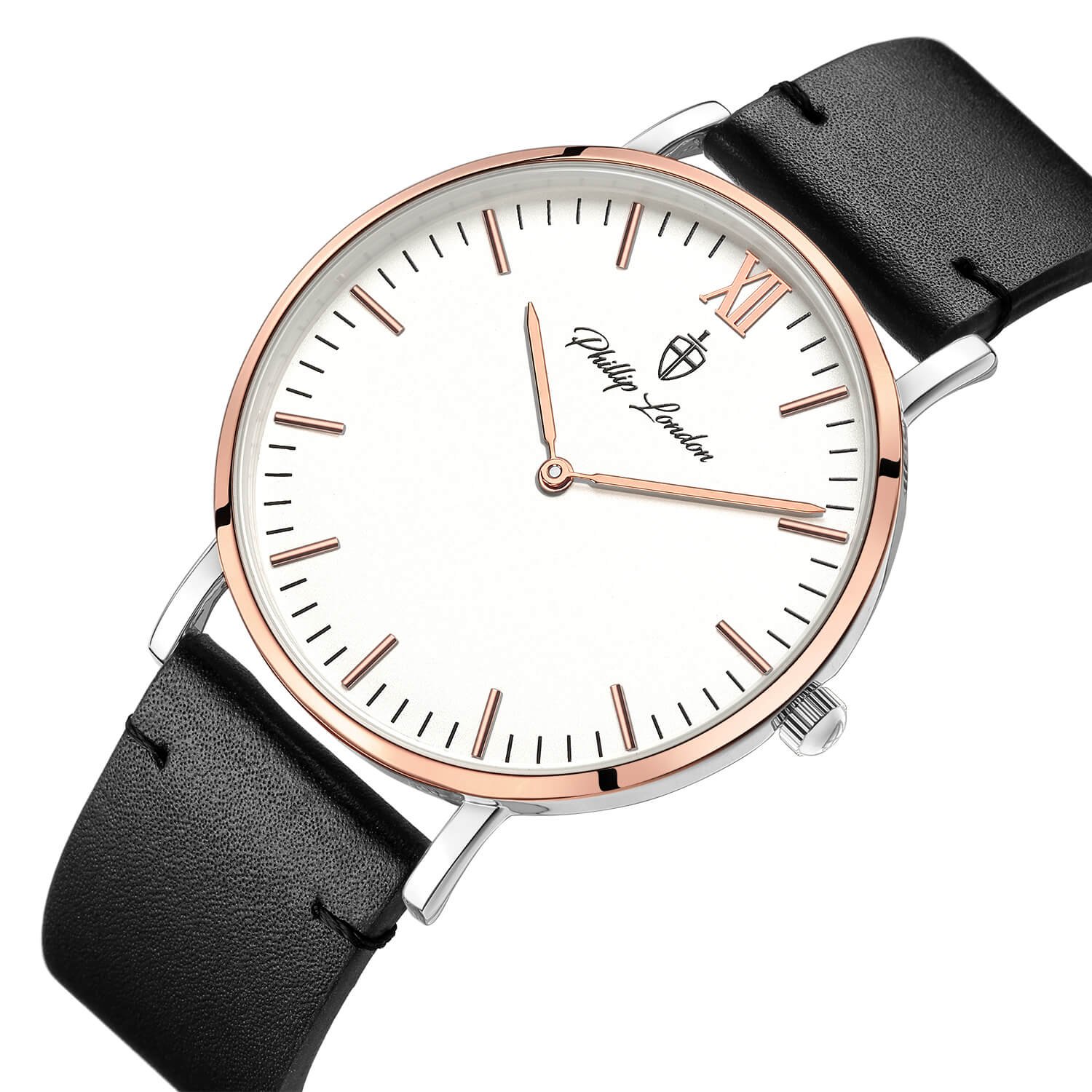 Relógio Masculino Greenwich Leather Rose White Black 40mm Preto 2