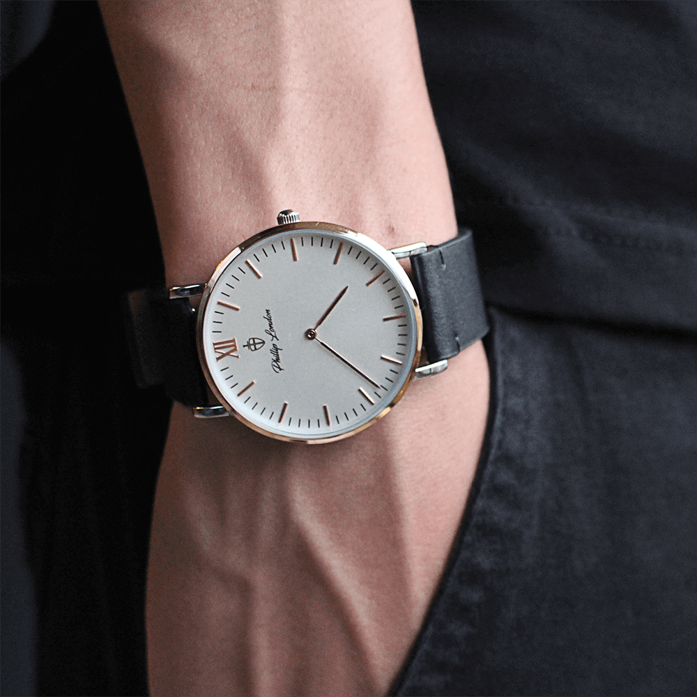 Relógio Masculino Greenwich Leather Rose White Black 40mm Preto 4