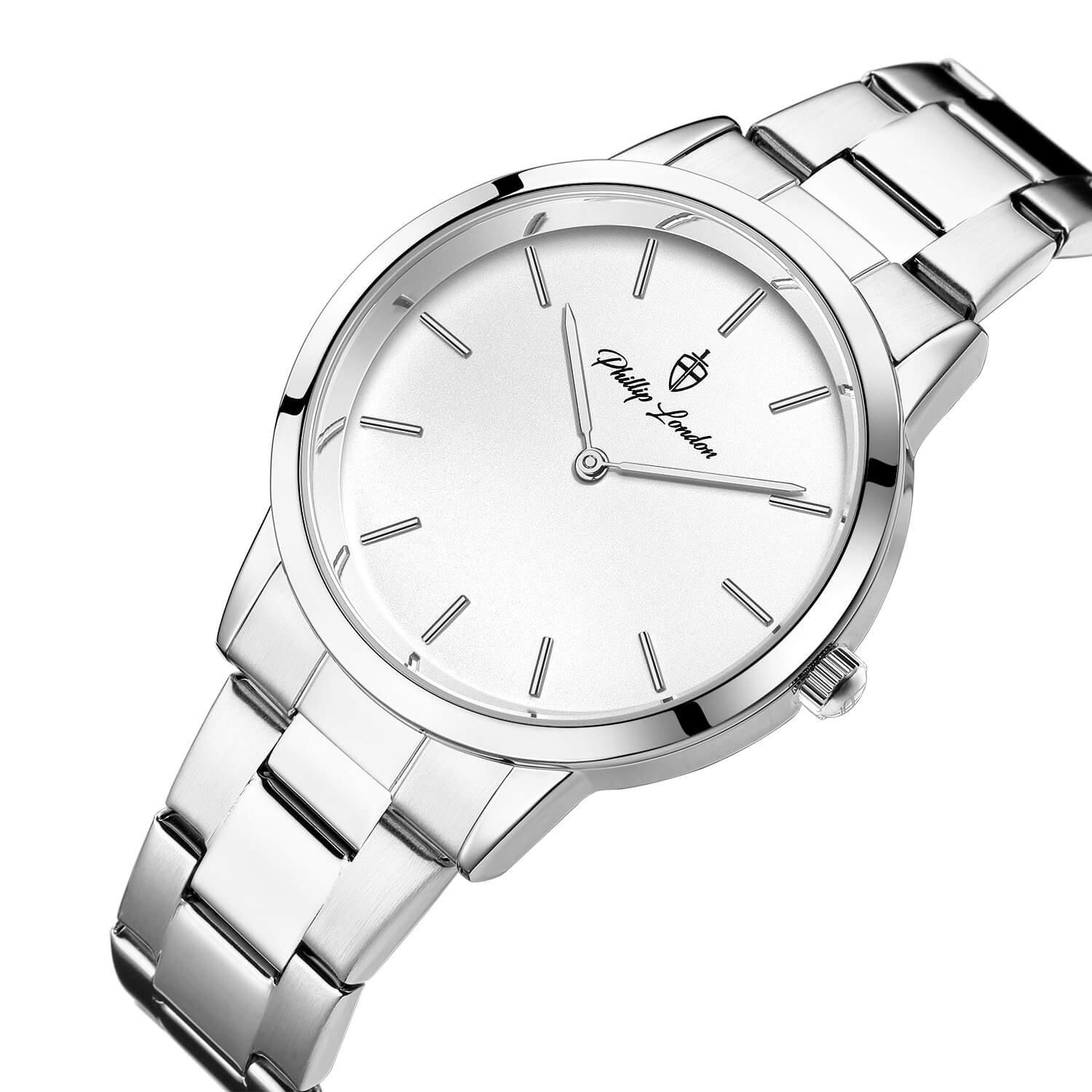 Relógio Masculino Beckham Steel Silver White 40mm Prata 2
