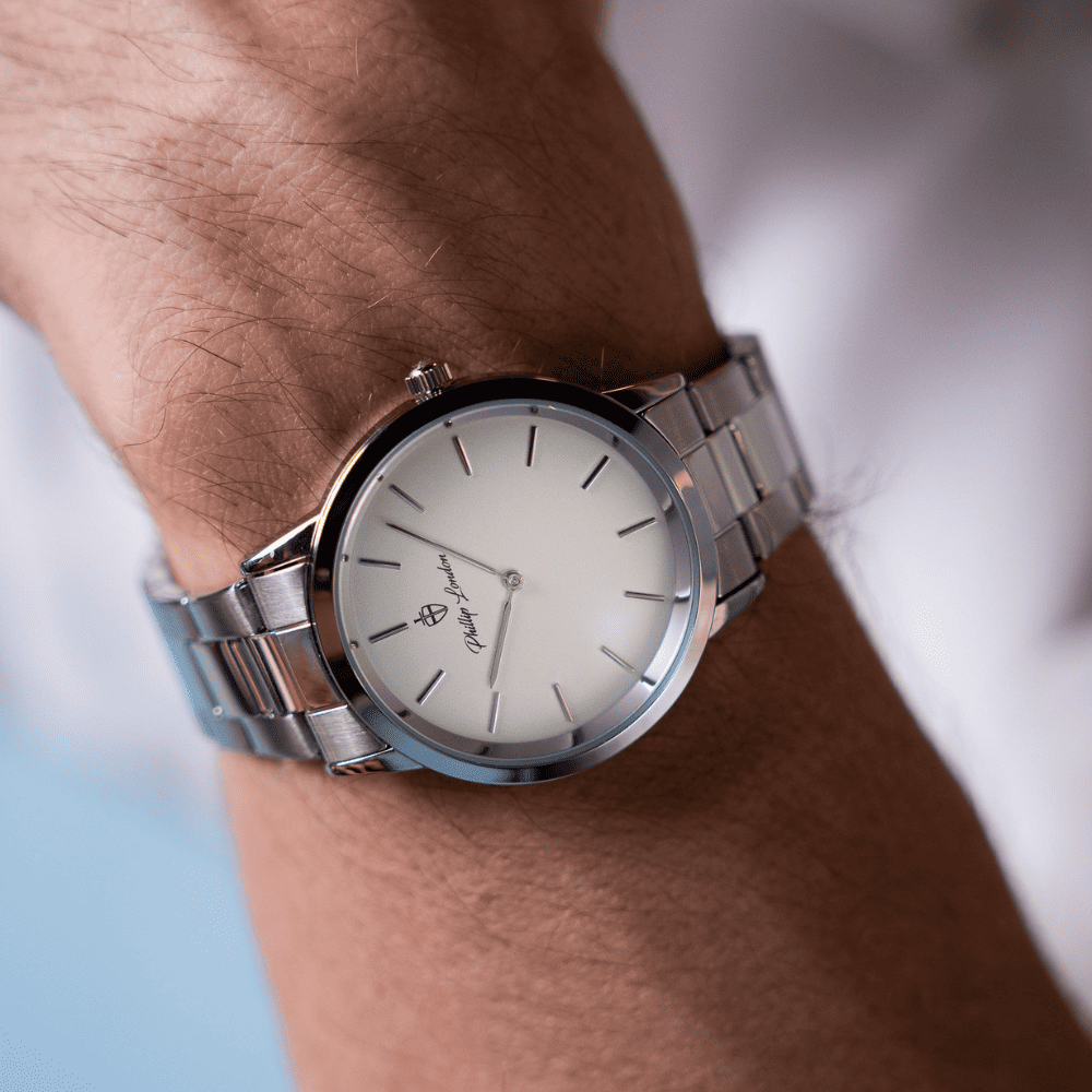 Relógio Masculino Beckham Steel Silver White 40mm Prata 4