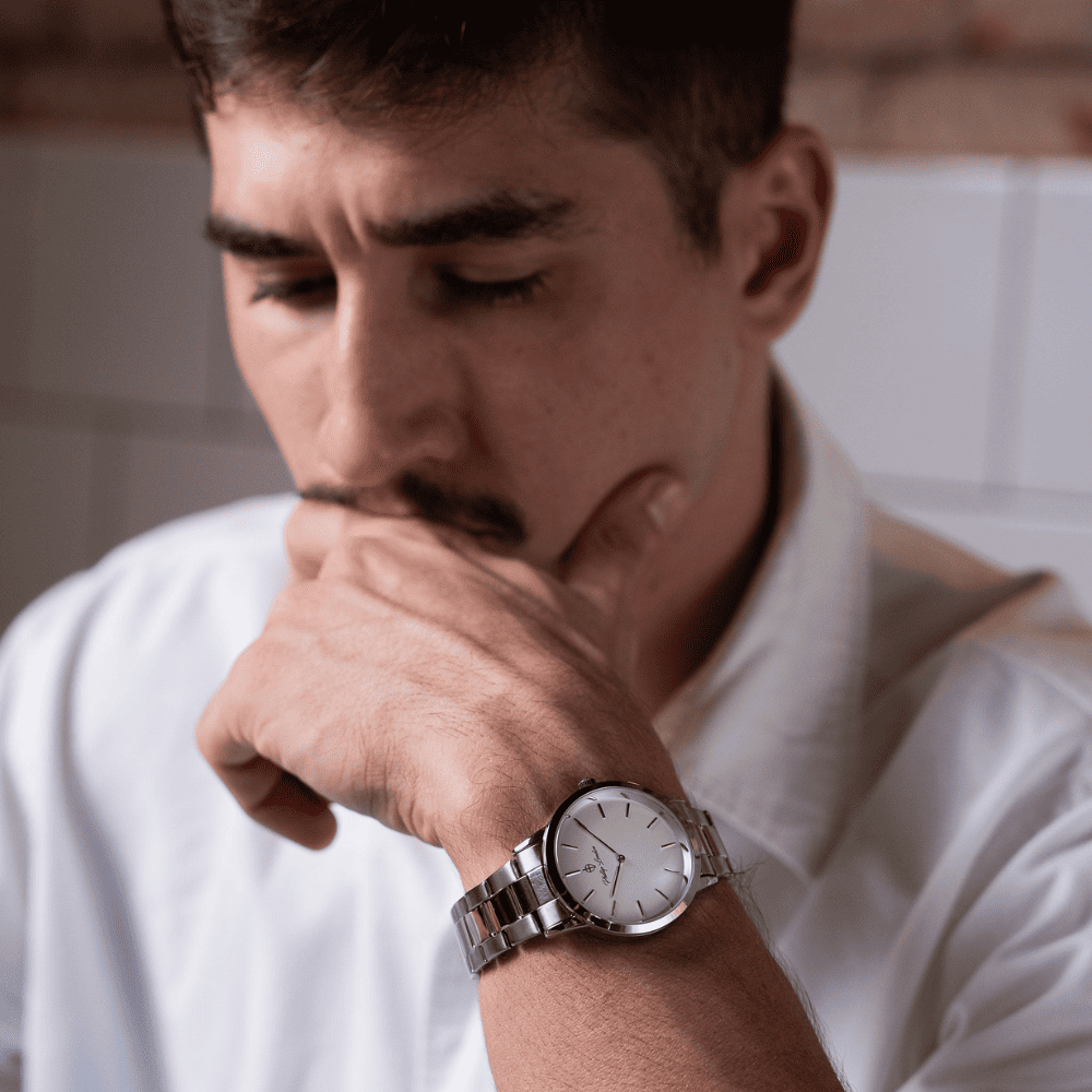 Relógio Masculino Beckham Steel Silver White 40mm Prata 5