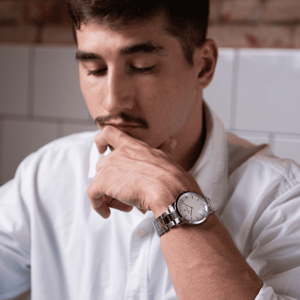 Relógio Masculino Beckham Steel Silver White 40mm Prata 8