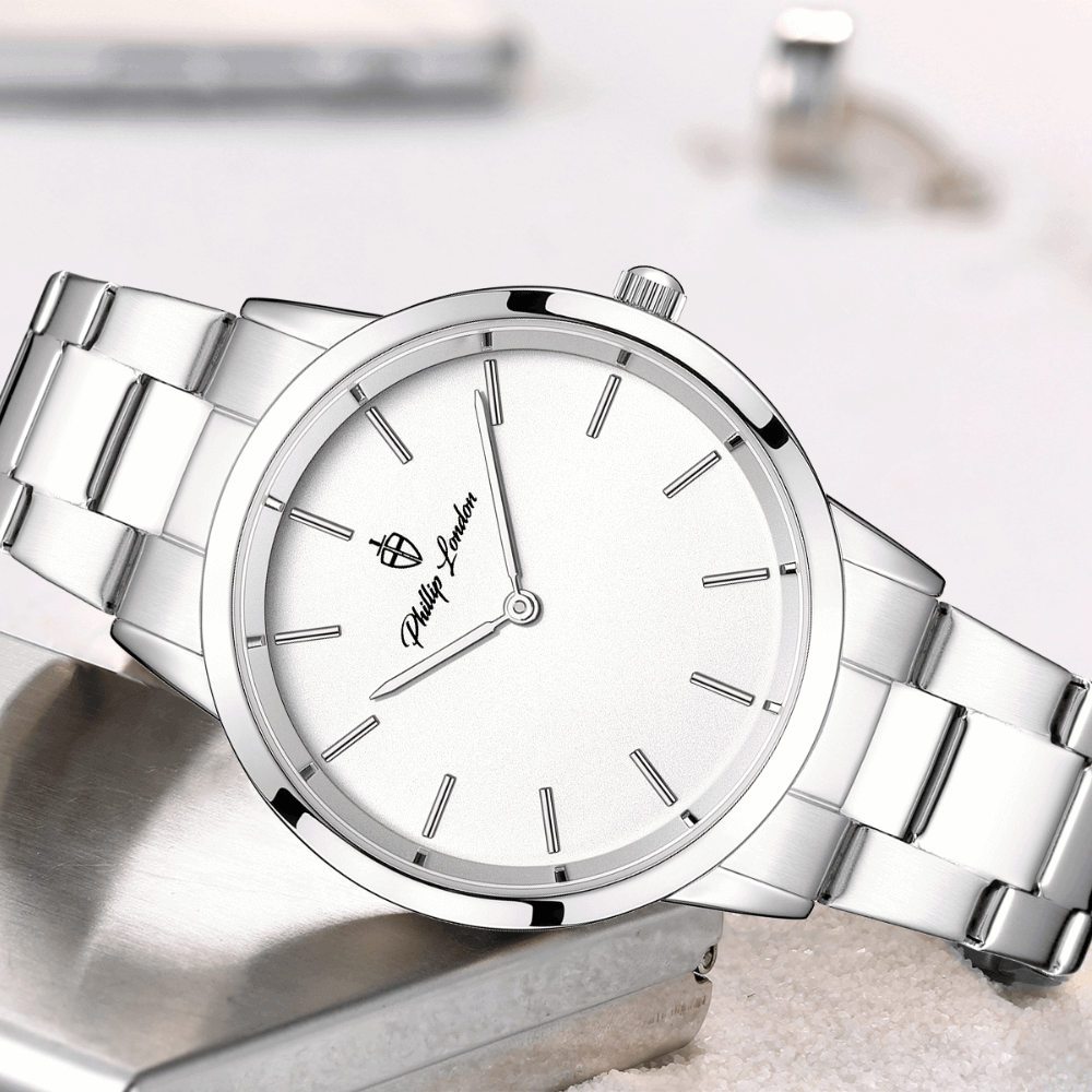 Relógio Masculino Beckham Steel Silver White 40mm Prata 10