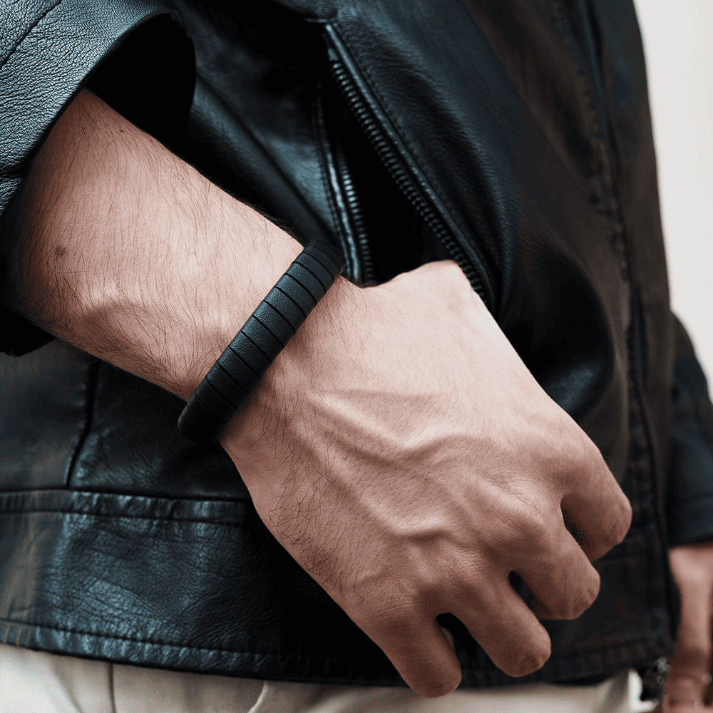 Pulseira Masculina Darkness Silver Black M Preto 2