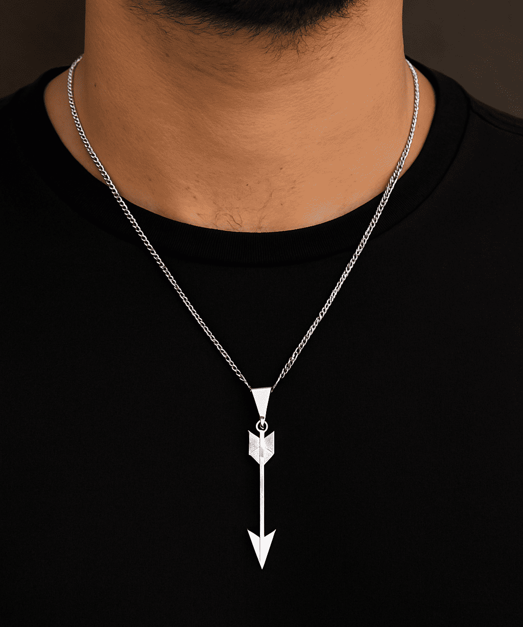 Colar Aço Inox Arrow Silver Prata 3
