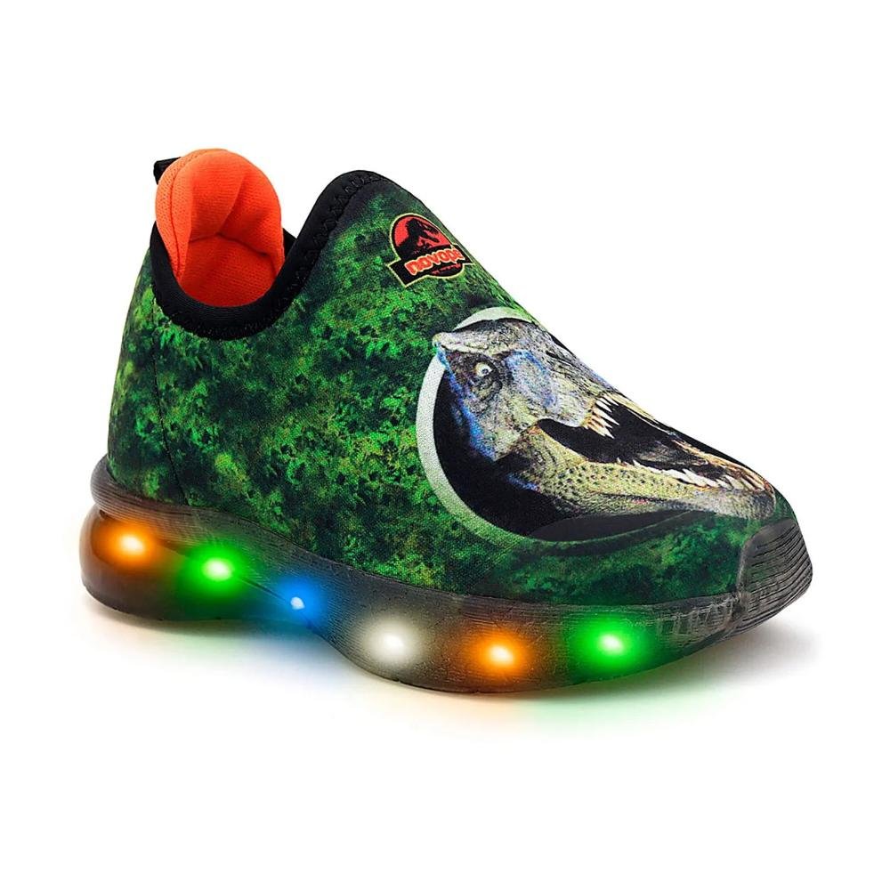 Tênis Infantil Menino com Led Novopé Dinossauro Tênis Masculino Infantil Verde 1