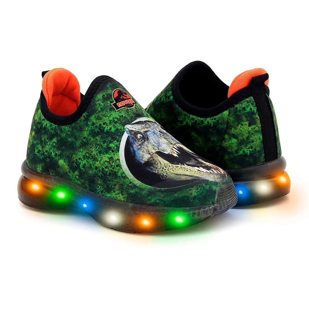 Tênis Infantil Menino com Led Novopé Dinossauro Tênis Masculino Infantil Verde 2