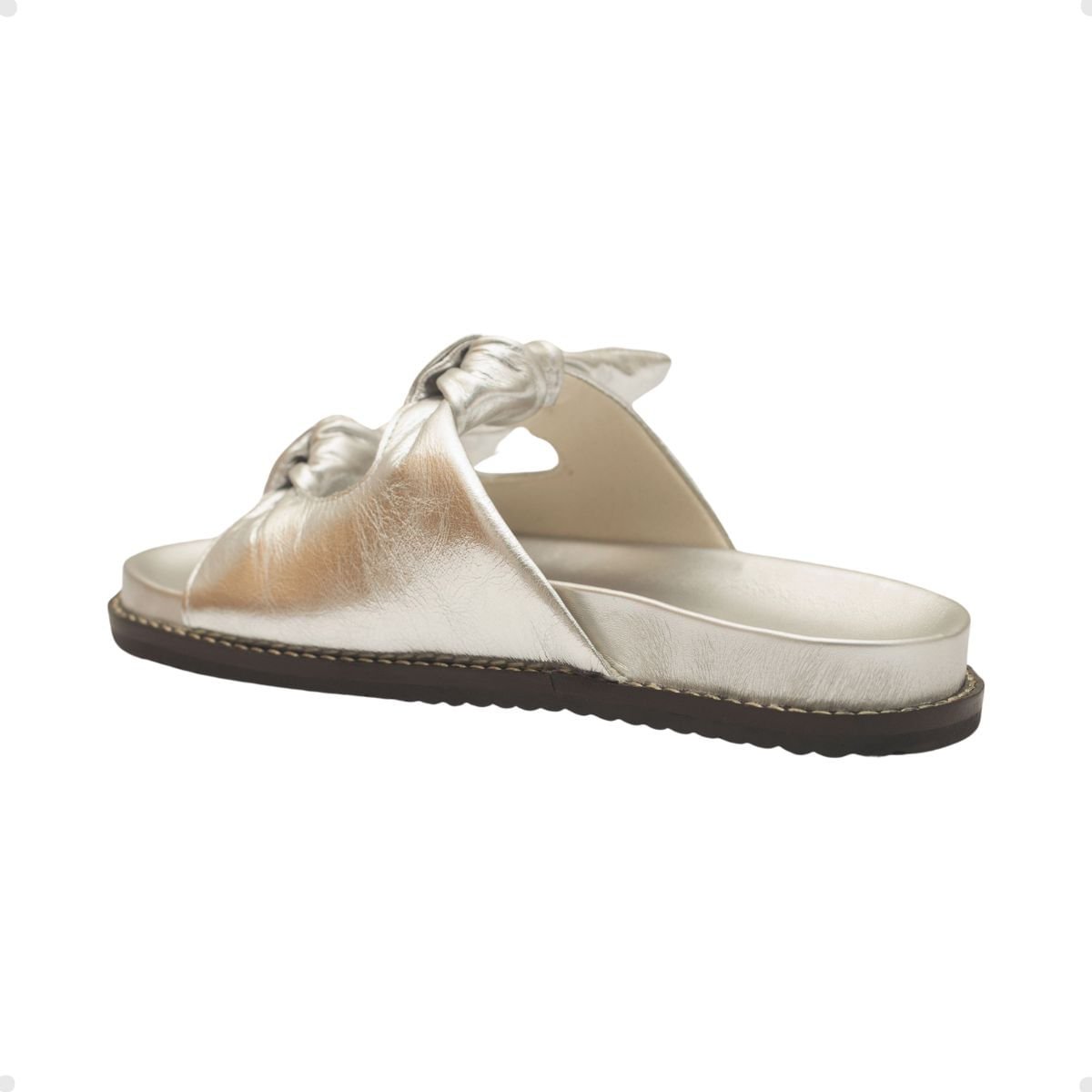 Tamanco Papete Laços Mirage Dayane Magalhães Couro Prata Prata 4