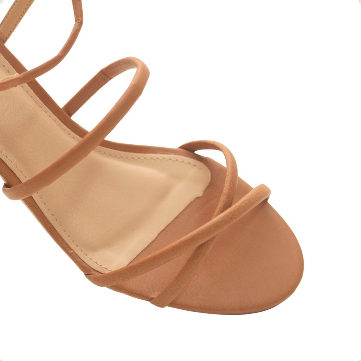 Sandália Salto Bloco Médio Grosso Feminina Dm Eterna Caramelo Marrom 4