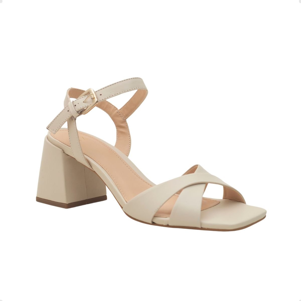 Sandália Salto Bloco Médio Feminina Dm Eterna Off White Branco 2