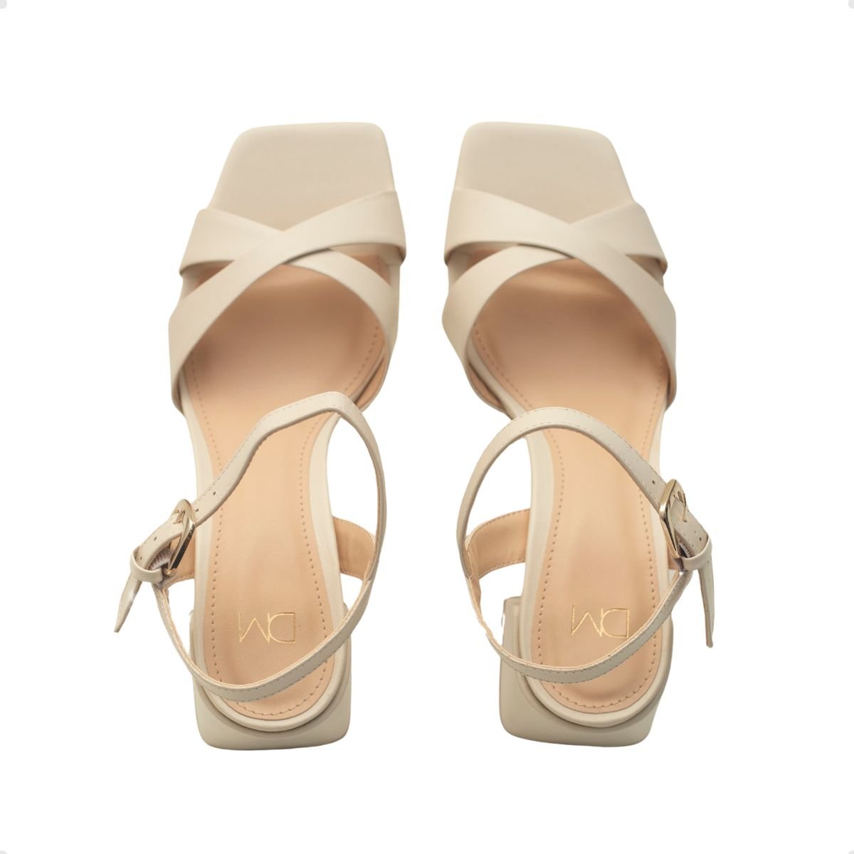 Sandália Salto Bloco Médio Feminina Dm Eterna Off White Branco 3