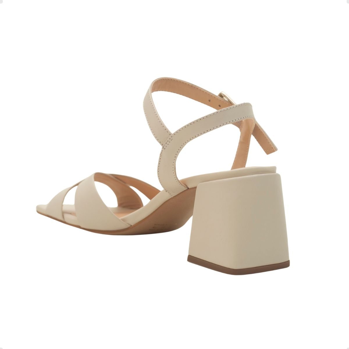 Sandália Salto Bloco Médio Feminina Dm Eterna Off White Branco 5