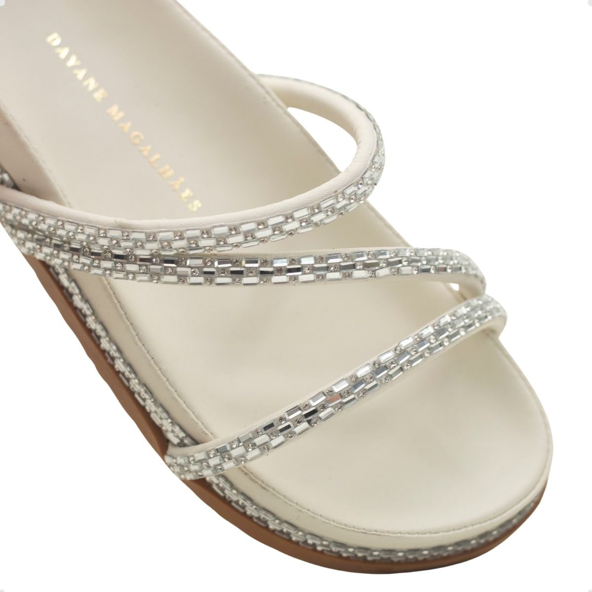 Tamanco Papete Celeste Dayane Magalhães Strass Off White Branco 4