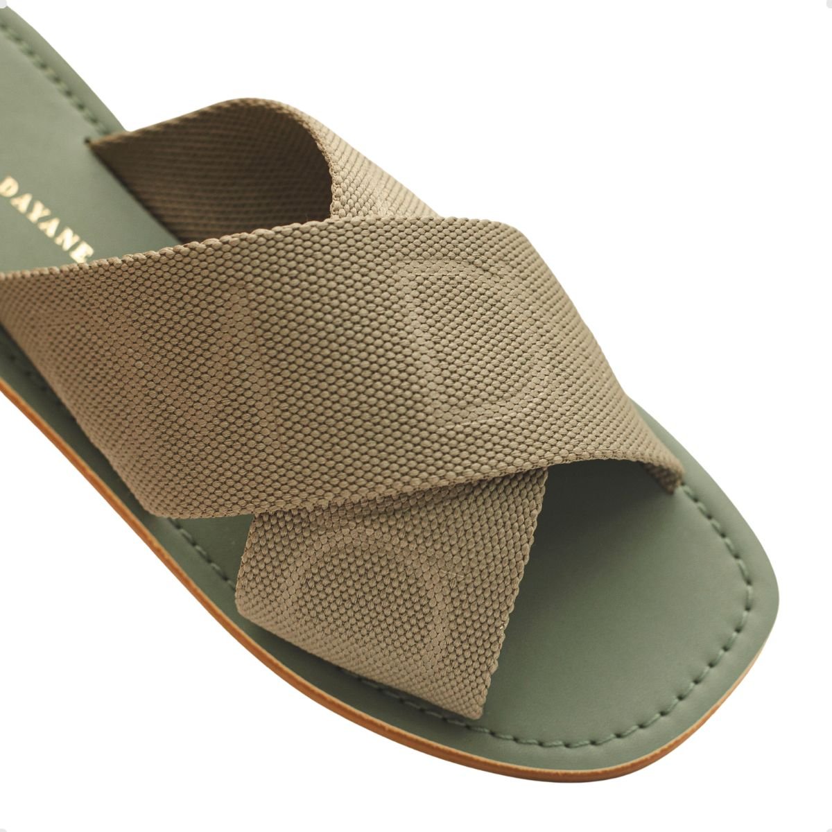 Tamanco Rasteiro Cruzado Dayane Magalhães Celeste Verde Militar Verde 4